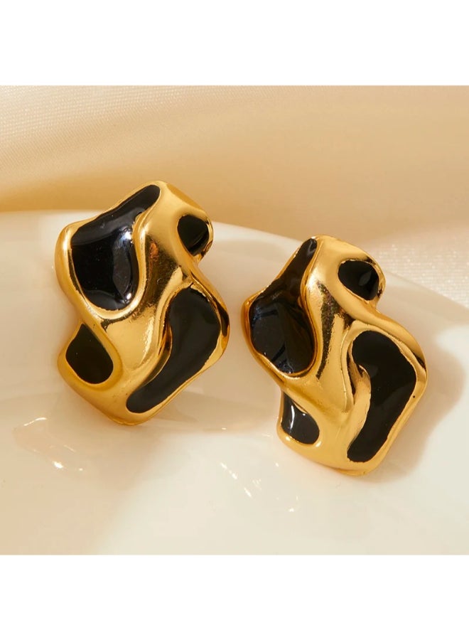 The Black Pearl Accessories Golden Black Stainess Steel Earring - Image 3