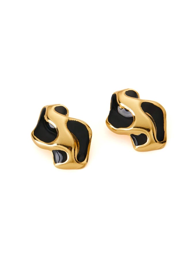 The Black Pearl Accessories Golden Black Stainess Steel Earring - Image 1