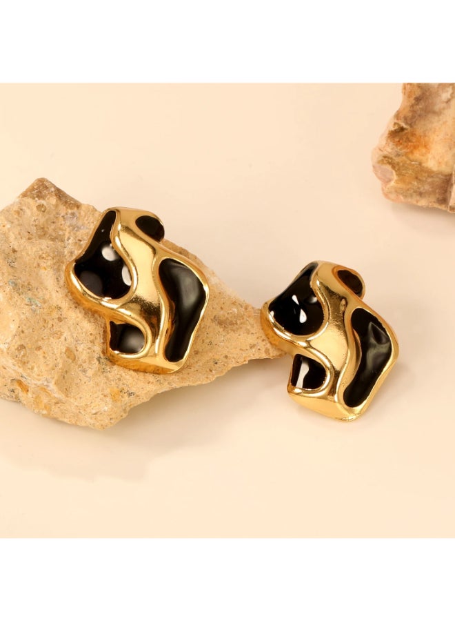 The Black Pearl Accessories Golden Black Stainess Steel Earring - Image 2