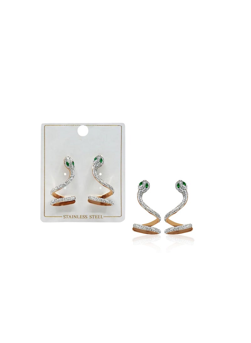 Alissa Stainless Steel Snake Design Cuff Earrings  - Image 3