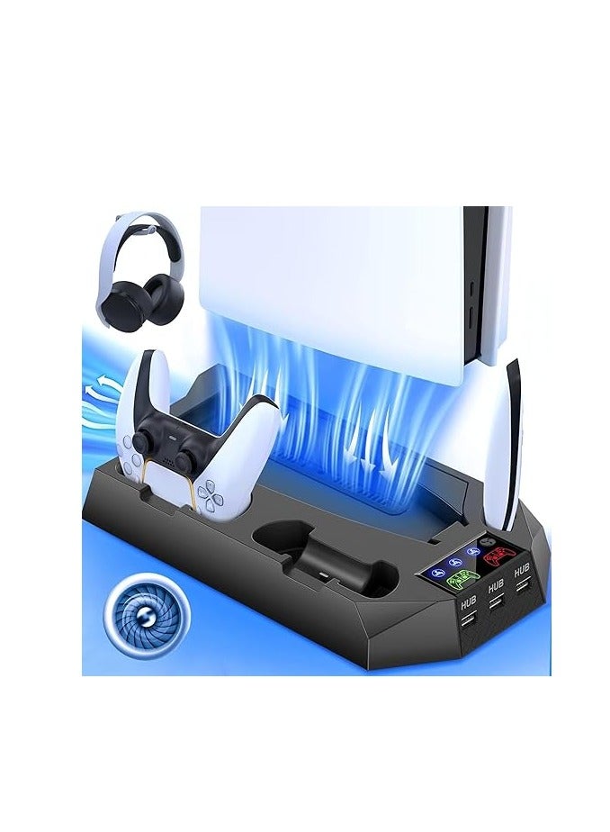 Multifunctional PS5 Console Stand - Charge 2 PS5 controllers - Storage up to 14 game discs - headphones or VR glasses Stand - Image 1