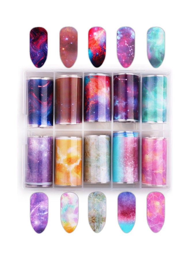 NIBEMINENT 10-Sheet Nail Art Foil Transfer Sticker Extension Gel Decorations for Women Multicolour