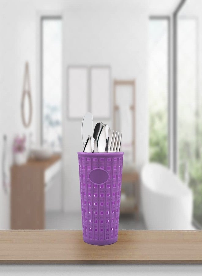 ABCDEF Jaycee Multipurpose Round Pen Stand, Cutlery,Utensils Holder,Table Organiser Plastic Toothbrush Holder (Purple) - Image 5