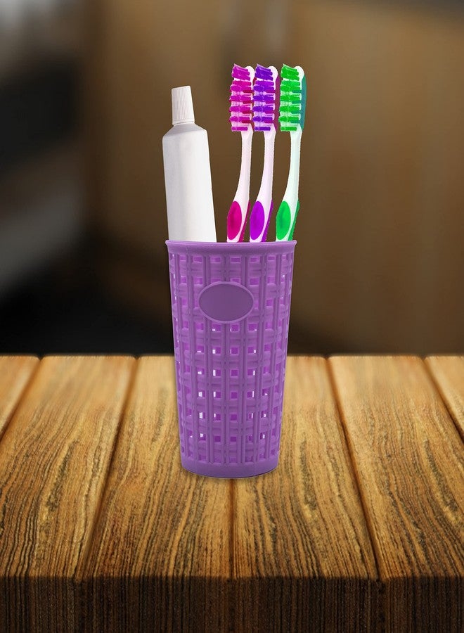 ABCDEF Jaycee Multipurpose Round Pen Stand, Cutlery,Utensils Holder,Table Organiser Plastic Toothbrush Holder (Purple) - Image 3