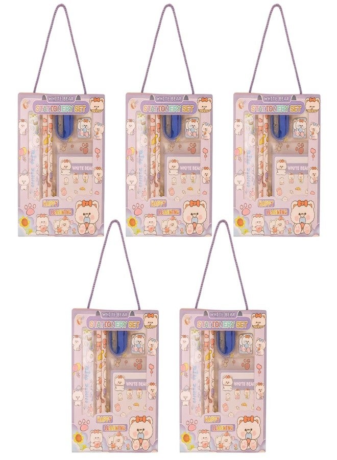 Tresneria Cute Bear Stationery Set with Pencils, Ruler, Sharpener, School Supply Kit || Set of 5 - Image 2