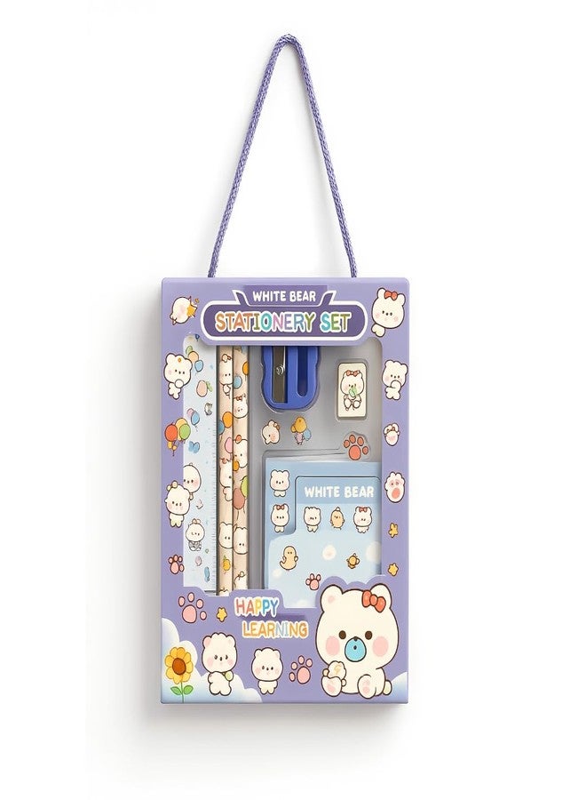 Tresneria Cute Bear Stationery Set with Pencils, Ruler, Sharpener, School Supply Kit || Set of 5 - Image 1