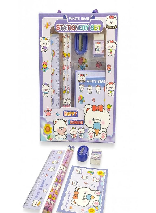 Tresneria Cute Bear Stationery Set with Pencils, Ruler, Sharpener, School Supply Kit || Set of 5 - Image 4