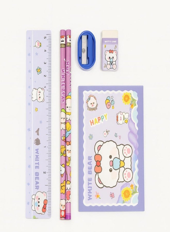 Tresneria Cute Bear Stationery Set with Pencils, Ruler, Sharpener, School Supply Kit || Set of 5 - Image 3