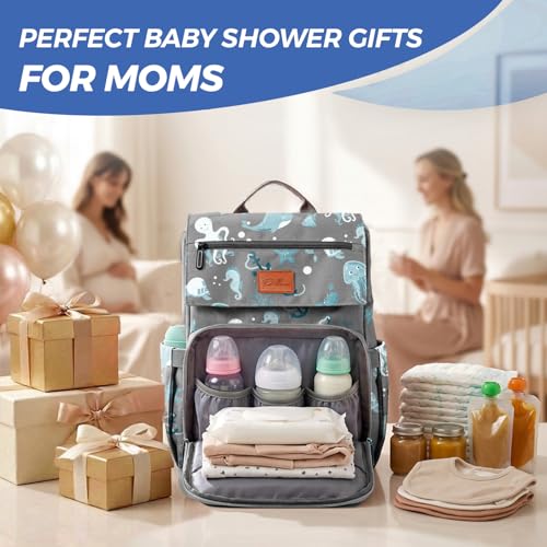 PILLANI Baby Diaper Bag Backpack Backpack Diaper Bag wLarge Capacity Baby Shower Gifts Waterproof Travel Diaper Bags wChanging Pad Insulated Bottle Holders Padded Straps Baby Boy Stuff - Image 3