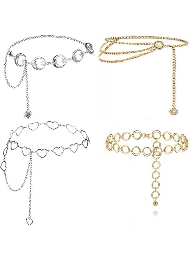 جيفت أحزمة سلسلة نسائية أنيقة متعددة الطبقات قابلة للتعديل، مكونة من 4 قطع - Image 1