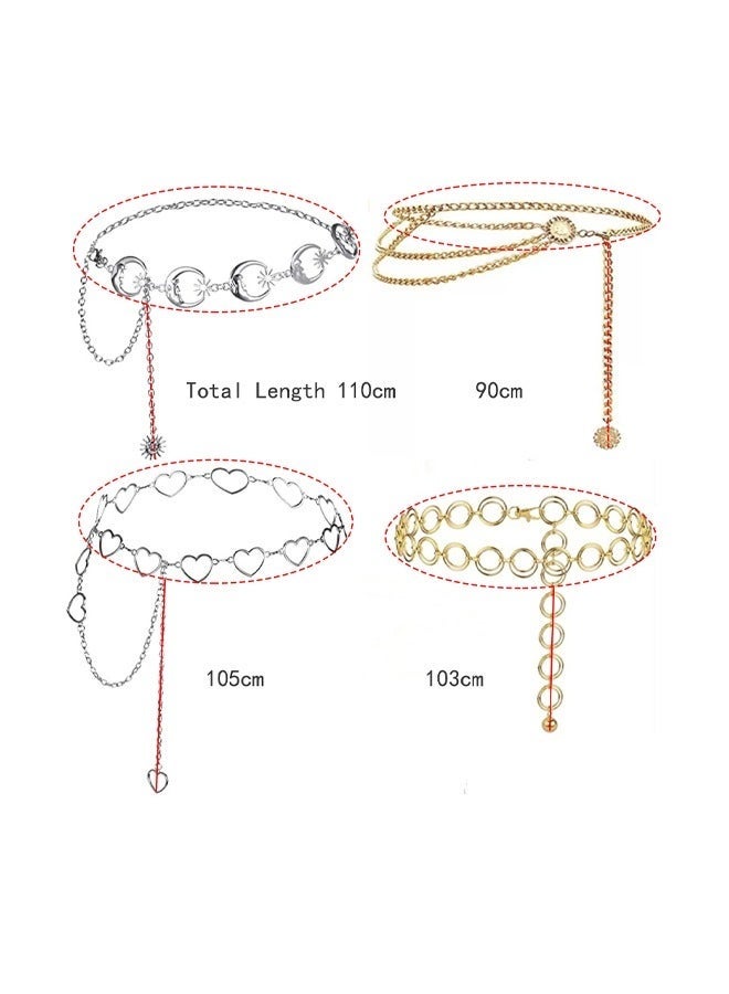 جيفت أحزمة سلسلة نسائية أنيقة متعددة الطبقات قابلة للتعديل، مكونة من 4 قطع - Image 2