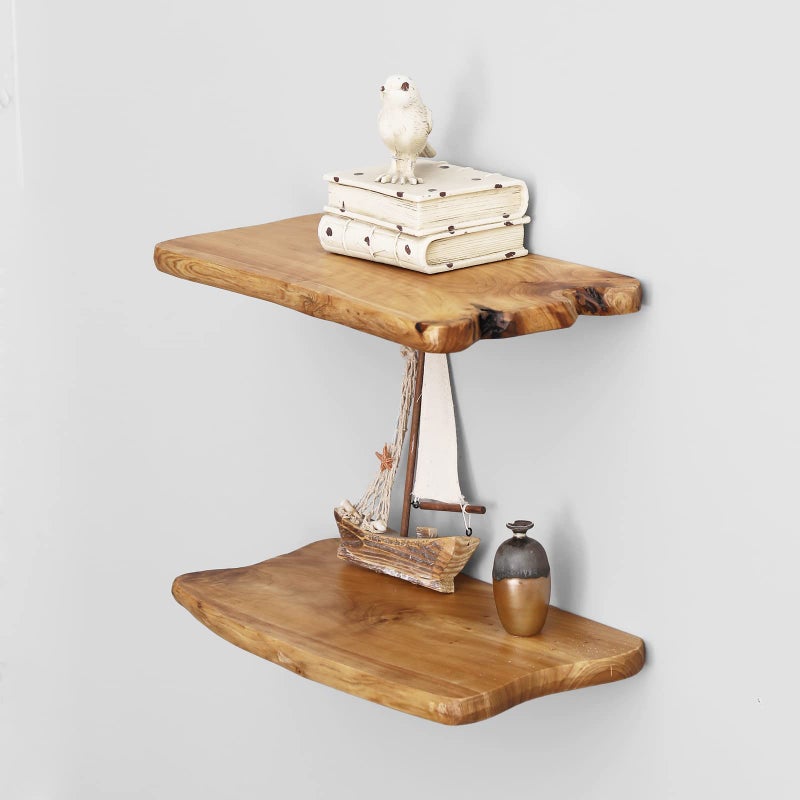 WELLAND 16â€ Cedar Natural Edge Floating Shelf Set of 2 - Image 2