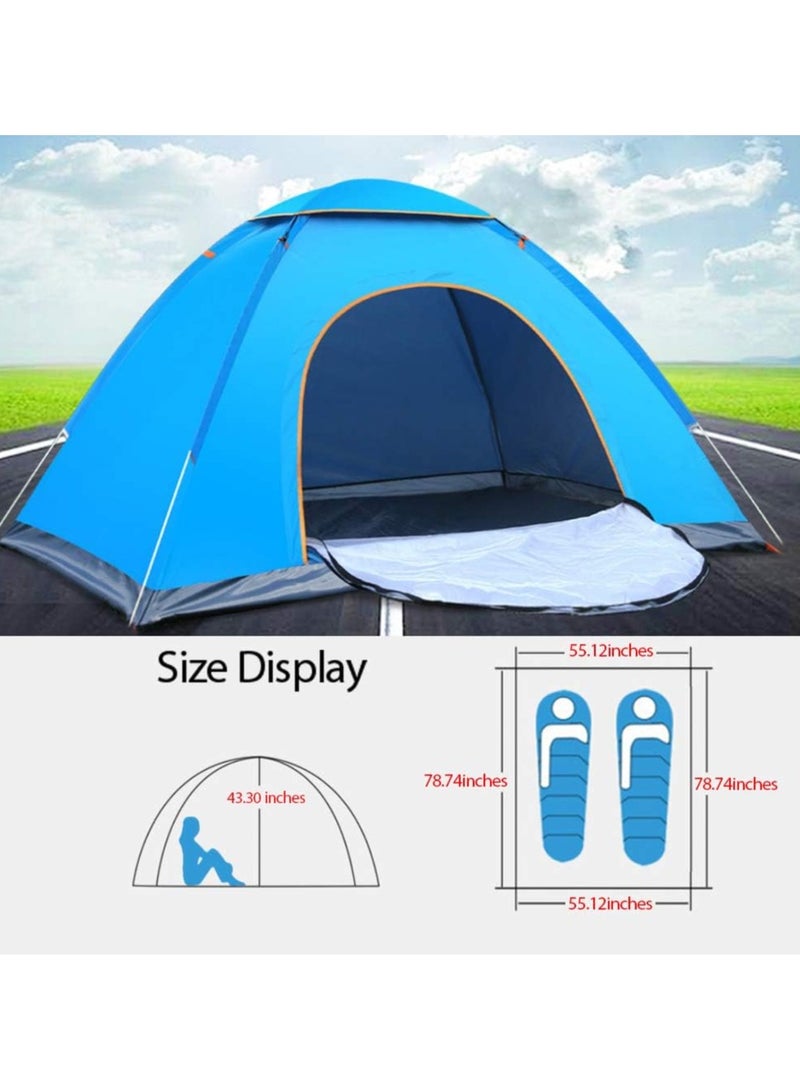 عربست خيمة تخييم، فتح فوري بشكل قبة لشخصين، مقاومة للماء والرياح وحجب الأشعة فوق البنفسجية، تهوية شبكية مع بابين، محمولة وخفيفة مع حقيبة حمل، أعمدة فايبرجلاس، ‎200×200×130 سم - Image 3