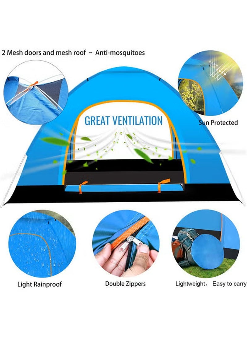 عربست خيمة تخييم، فتح فوري بشكل قبة لشخصين، مقاومة للماء والرياح وحجب الأشعة فوق البنفسجية، تهوية شبكية مع بابين، محمولة وخفيفة مع حقيبة حمل، أعمدة فايبرجلاس، ‎200×200×130 سم - Image 5