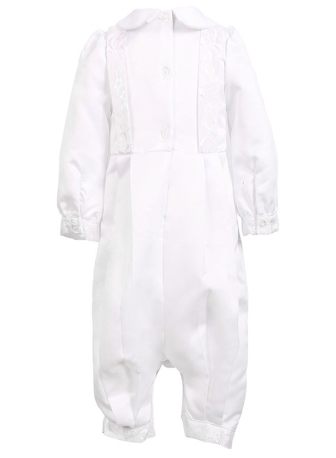 NIMBLE Baby Boys Newborn Christening Baptism Infant Satin Romper Outfit,0-12M White - Image 3