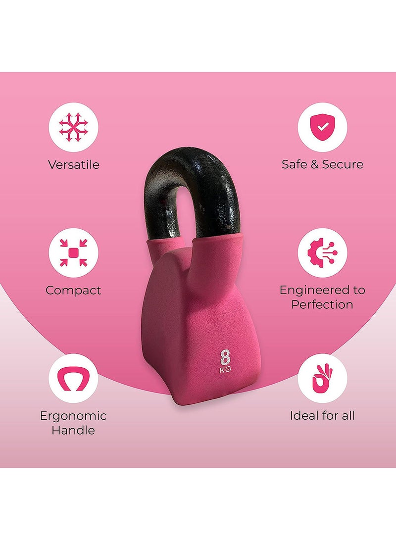anythingbasic. Vinyl Half Coating Kettle Bell 8 KG | Material : Iron with Rubber Coat | Exercise, Fitness and Strength Training Weights at Home/Gym for Women and Men  - Image 2