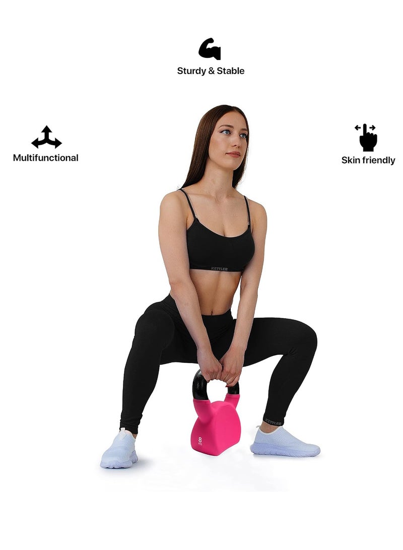 anythingbasic. Vinyl Half Coating Kettle Bell 8 KG | Material : Iron with Rubber Coat | Exercise, Fitness and Strength Training Weights at Home/Gym for Women and Men  - Image 4