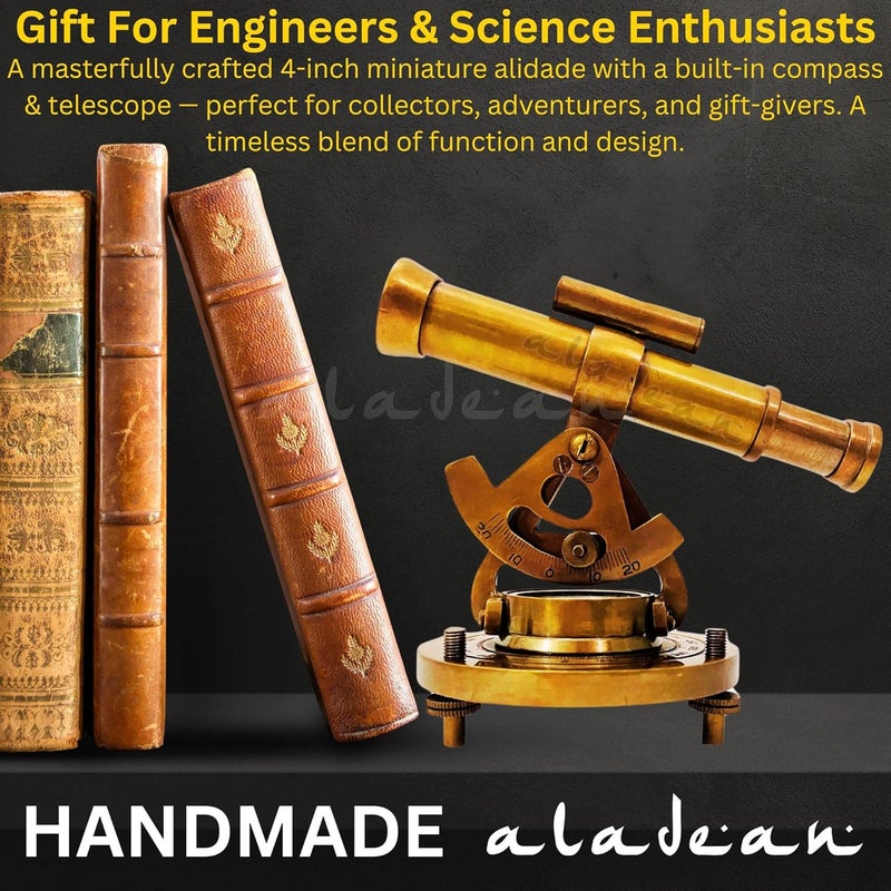 ALADEAN Brass Alidade Decorative Telescope 4" with Base Compass Gifts (4 Inch) - Image 3