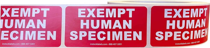 InStockLabels.com Exempt Human Specimen Medical Healthcare Labels 1.5 x 3 Inch 500 Total Labels - Image 2