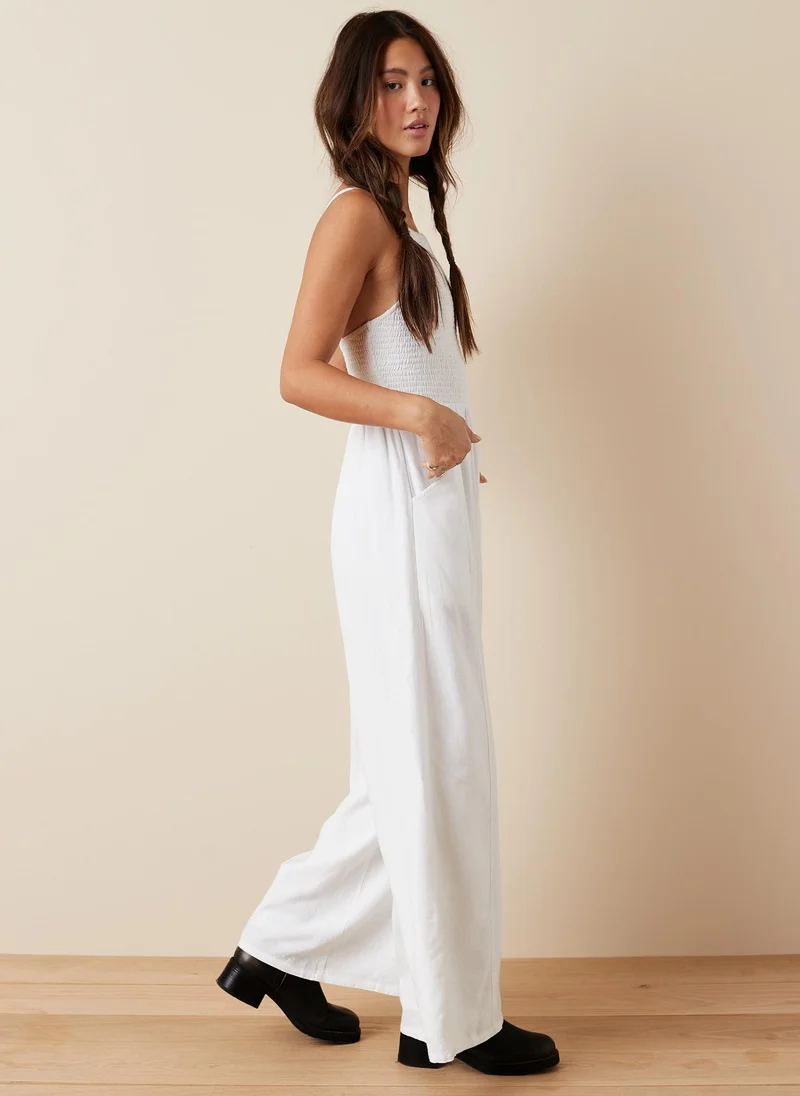 امريكان ايجل Smocked Wide-Leg Jumpsuit