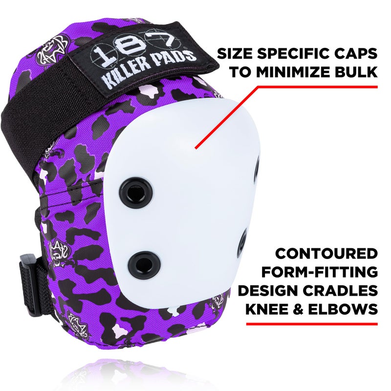 187 Killer Pads Skate Knee Pads, Elbow Pads, and Wrist Guards, Six Piece Pad Set, STAAB Purple, Junior - Image 2