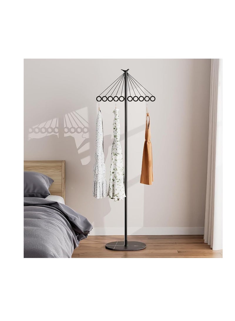 Modern Coat Rack Stand, Iron Coat Stand with 10 Holes, Clothing Rack Freestanding With Stable Marble Base, For Coats, Hats, Scarves, Clothes, Bedroom, Hotel Hall,Clothing Store (Black) - Image 1