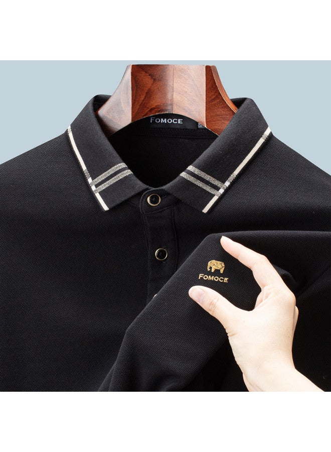 Fomoce 2024 Men's Light Business Long Sleeve Polo Shirt - Image 3