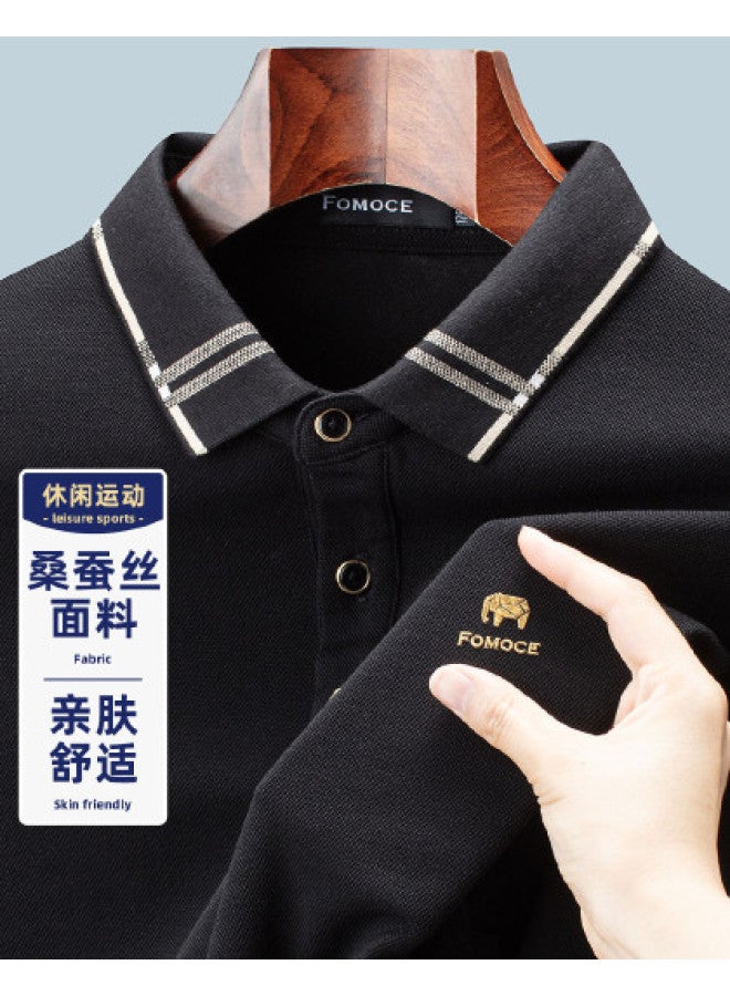 Fomoce 2024 Men's Light Business Long Sleeve Polo Shirt - Image 1
