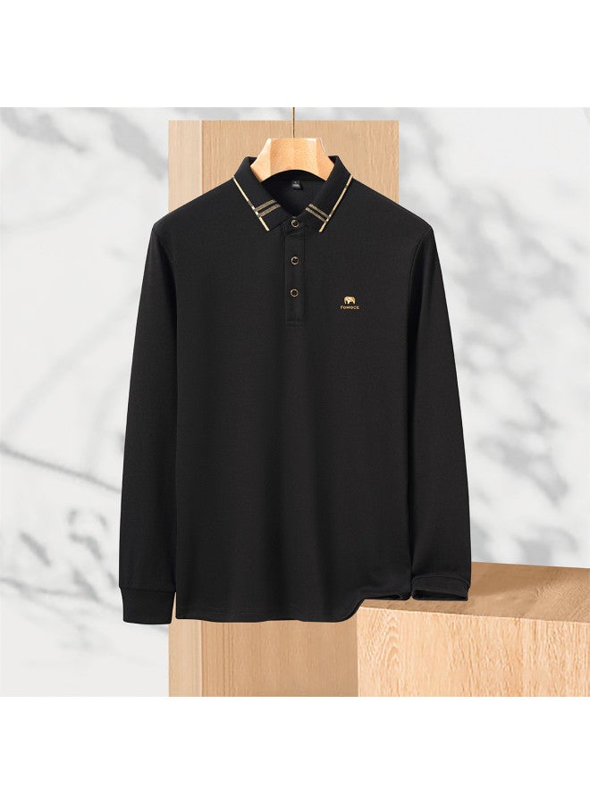 Fomoce 2024 Men's Light Business Long Sleeve Polo Shirt - Image 4