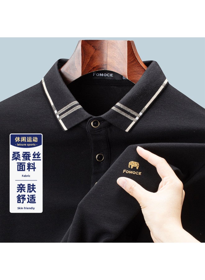 Fomoce 2024 Men's Light Business Long Sleeve Polo Shirt - Image 2
