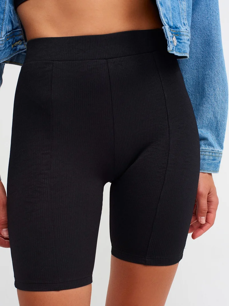 ديلفين 7003 Front Stitched Biker Tights-Black
