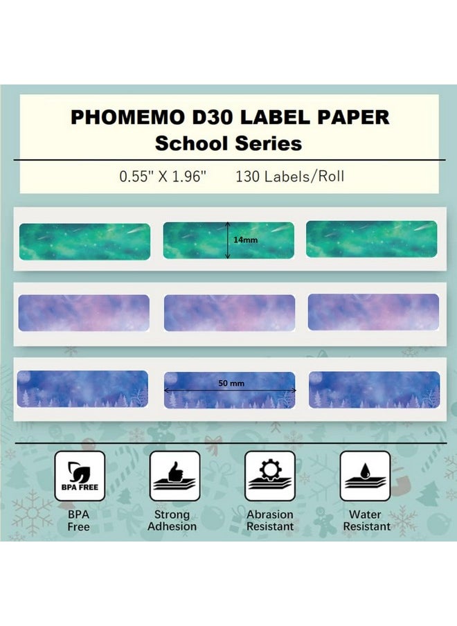 phomemo - D30 3 Roll Adhesive Mistery Pattern Label Paper 0.55" X 1.96" (14Mm X 50Mm) For Home Office School Organization, Gift, 130 Labels For Each Roll - Image 1