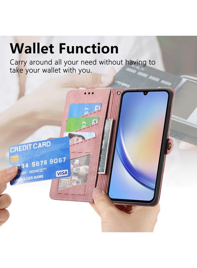 S-TOP Case For Samsung Galaxy A31 Geometric Zipper Wallet Side Buckle Leather Phone Case - Image 5