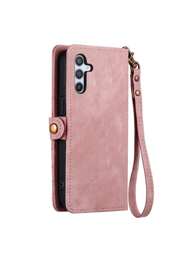 S-TOP Case For Samsung Galaxy A31 Geometric Zipper Wallet Side Buckle Leather Phone Case - Image 3