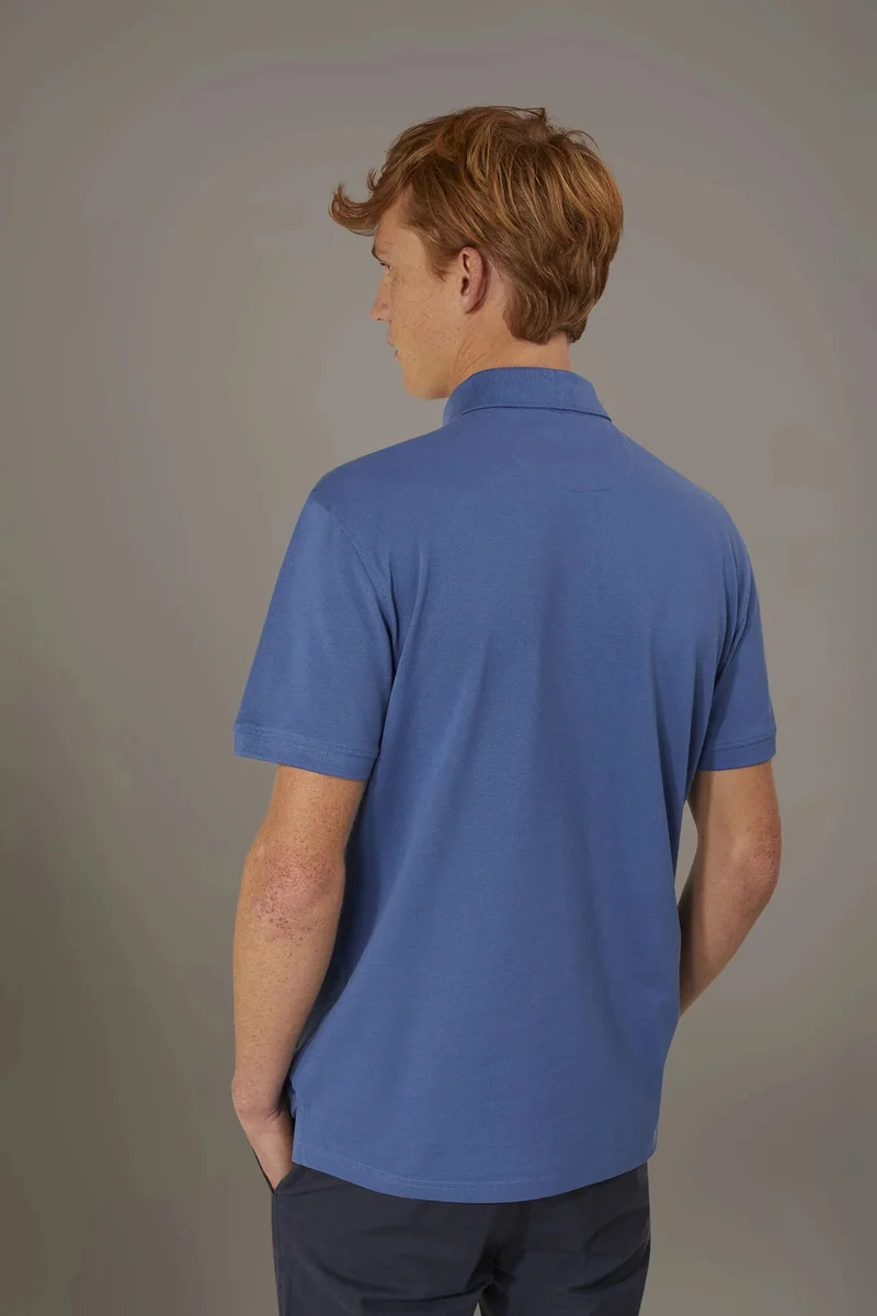 Doppelganger Blue Short sleeve polo 100% cotton piquet - Indigo for Men | Best Price UAE