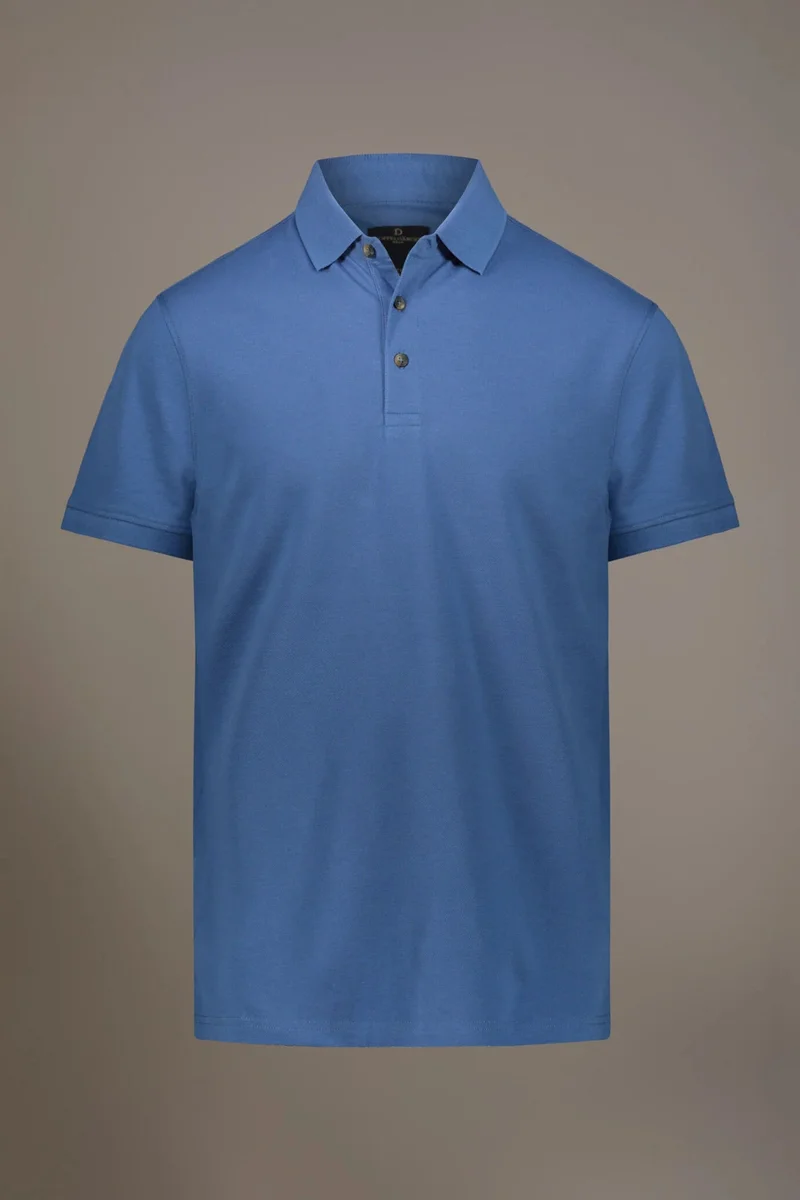 Doppelganger Blue Short sleeve polo 100% cotton piquet - Indigo for Men | Best Price UAE