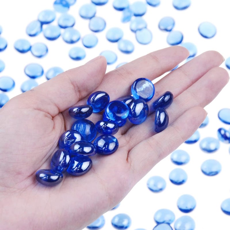 KINGOU Flat Glass Gems/Beads/Stones for Vase Filler, Table Scatter, Games - 1 Lbs (12-14mm, Approx. 1/2") - Image 2