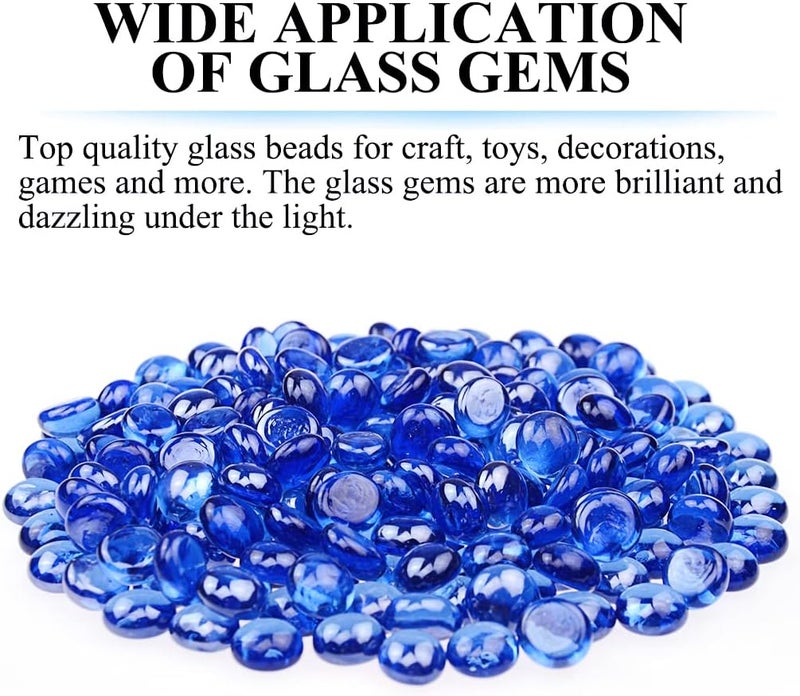 KINGOU Flat Glass Gems/Beads/Stones for Vase Filler, Table Scatter, Games - 1 Lbs (12-14mm, Approx. 1/2") - Image 3