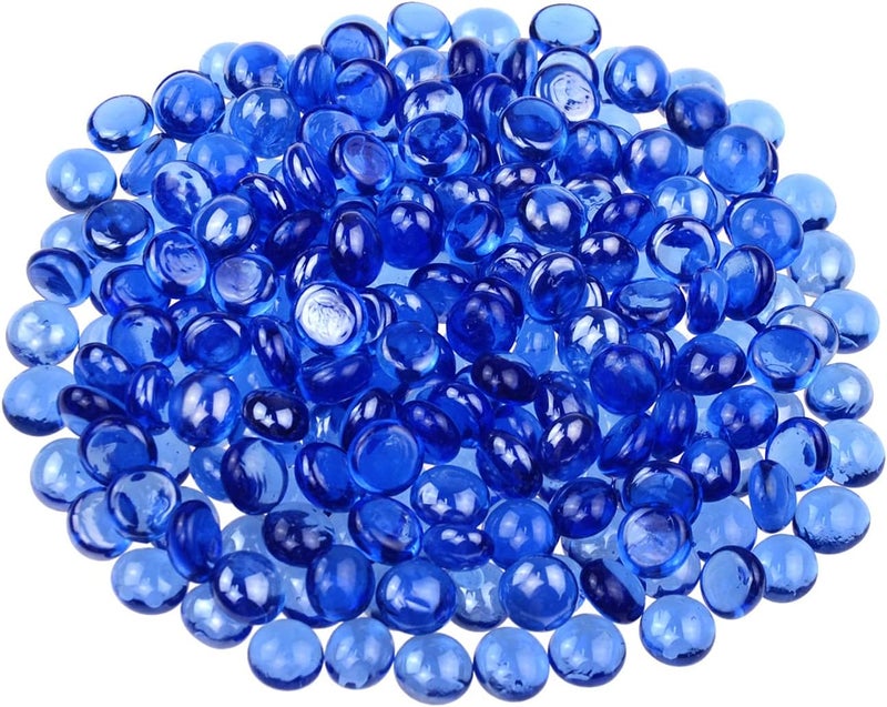 KINGOU Flat Glass Gems/Beads/Stones for Vase Filler, Table Scatter, Games - 1 Lbs (12-14mm, Approx. 1/2") - Image 1