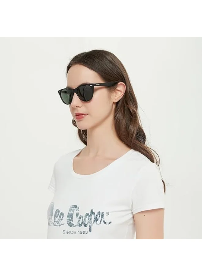 لي كوبر Polarized Sunglasses Black Frame Green Mirror Lens 52mm  - LC1002C03