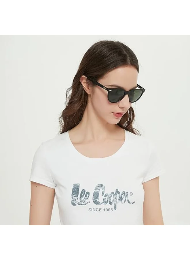 لي كوبر Polarized Sunglasses Black Frame Green Mirror Lens 52mm  - LC1002C03