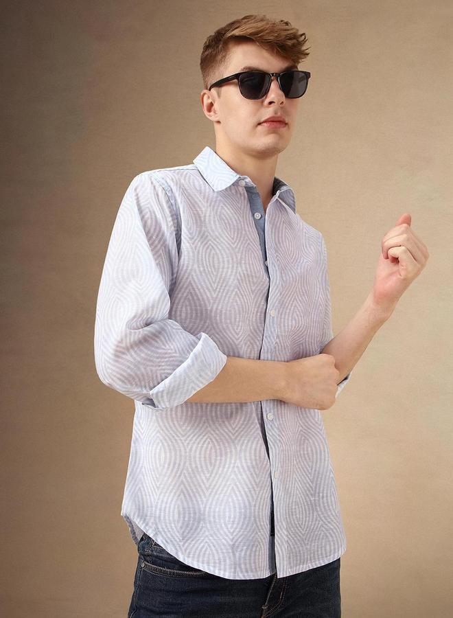 دينيس لينغو قميص كاجوال بطبعة تجريدية من دينيس لينجو للرجال - Image 1