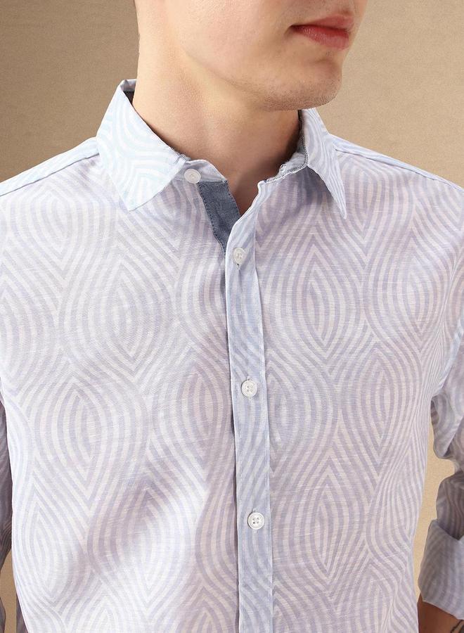 دينيس لينغو قميص كاجوال بطبعة تجريدية من دينيس لينجو للرجال - Image 3