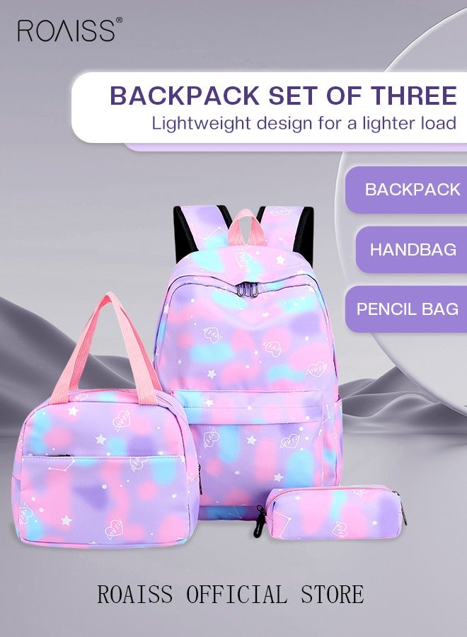 roaiss 3-Piece Backpack Simple New Junior High School/High School/College Student Casual Lightweight Backpack - Image 1