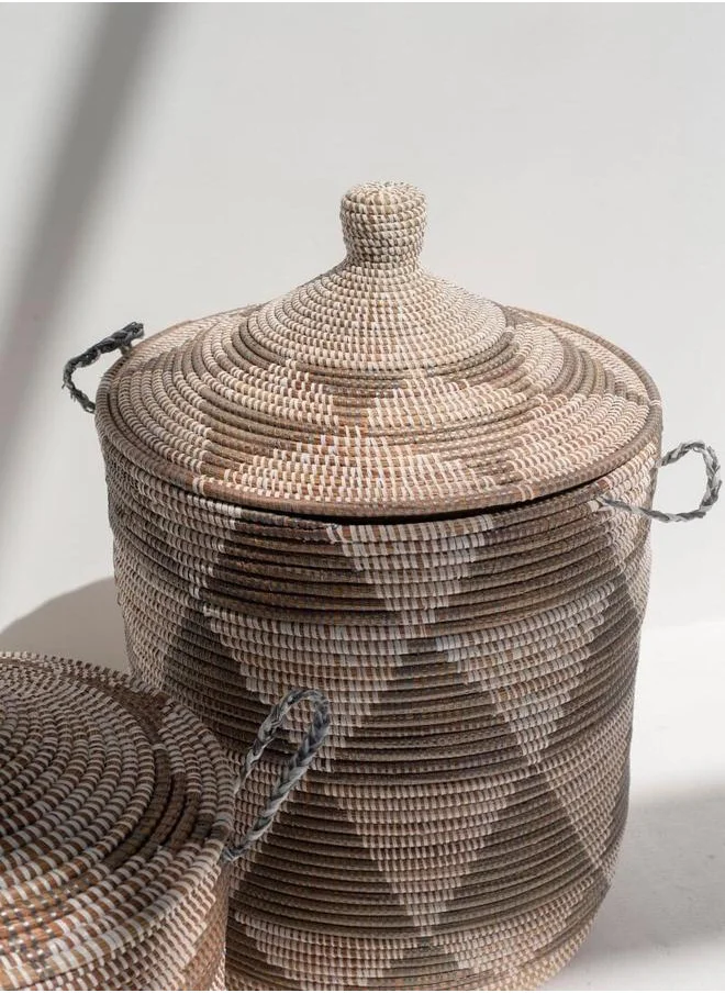 HOMEKODE Handmade Triangles Beige & Brown Classic Basket