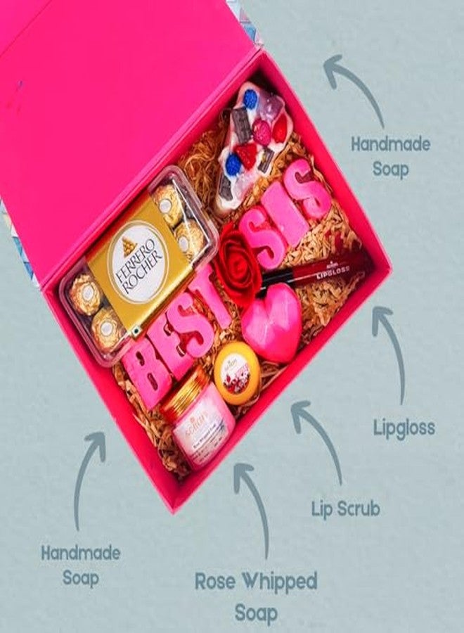 SCIIAN Gift Hamper for Sis | Gift Hamper for Diwali | Birth-Day | Gift Hamper for Sister | Chocolate | Rose Whipped Soap | Heart-Shaped Soap | Lip Gloss | Festival Hamper for Sister | - Image 4