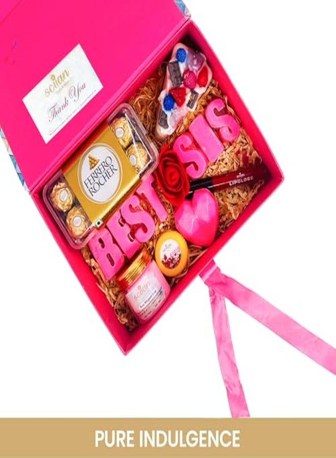 SCIIAN Gift Hamper for Sis | Gift Hamper for Diwali | Birth-Day | Gift Hamper for Sister | Chocolate | Rose Whipped Soap | Heart-Shaped Soap | Lip Gloss | Festival Hamper for Sister | - Image 3