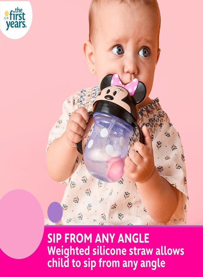 The First Years Disney Minnie Mouse Weighted Straw Cup - Spill Proof Toddler Cups with Flip Top Cover and Silicone Straw - Dishwasher Safe - 7 Oz - 6 Months and Up - Image 3
