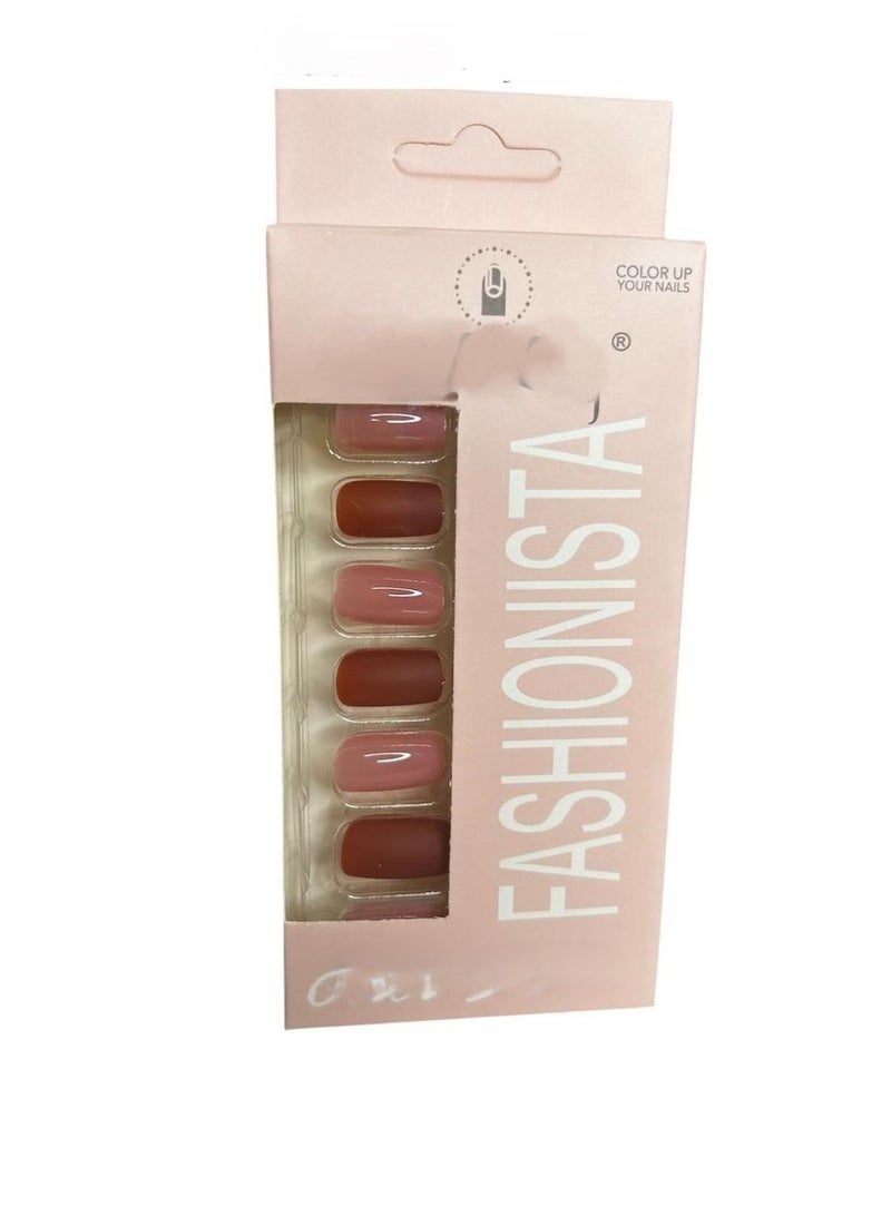 Fashionista Pack of 12 artificial nails - distinctive design, double-sided adhesive