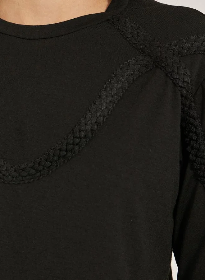 Styli Braided Lace Detail Round Neck T-Shirt